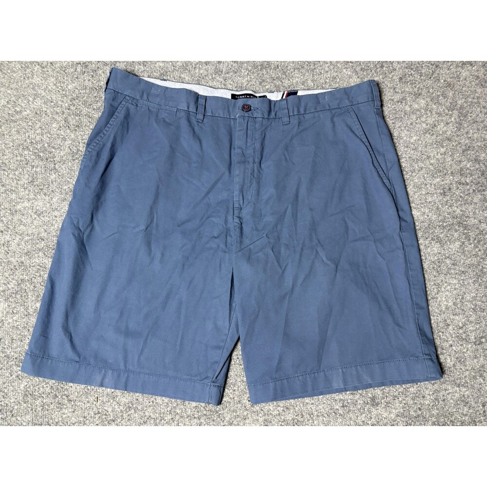 Tommy Hilfiger Chino Shorts Mens 40 Blue Cotton Classic Fit 10" Inseam Casual